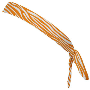 Zebra Orange & White Elastic Tie Running Fitness Skinny Headbands Made In USA - Orange White Zebra Orange & White Elastic Tie Running Fitness Skinny Headbands Made In USA - Orange White