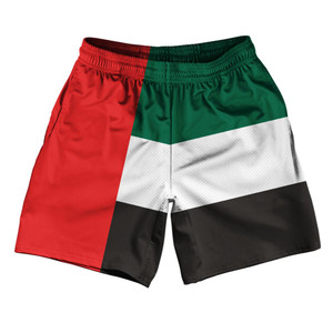 United Arab Emirates Country Flag Athletic Running Fitness Exercise Shorts 7" Inseam Made In USA - Red Black United Arab Emirates Country Flag Athletic Running Fitness Exercise Shorts 7" Inseam Made In USA - Red Black