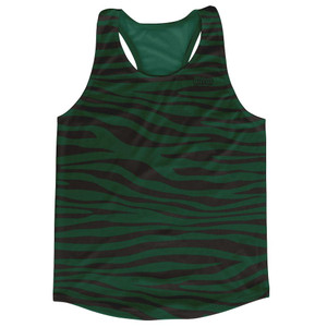 Forest Green & Black Zebra Running Tank Top Racerback Track & Cross Country Singlet Jersey Made In USA - Forest Green & Black