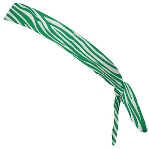 Zebra Kelly Green & White Elastic Tie Running Fitness Skinny Headbands Made In USA - Green White Zebra Kelly Green & White Elastic Tie Running Fitness Skinny Headbands Made In USA - Green White