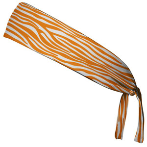 Zebra Orange & White Elastic Tie Running Fitness Headbands Made In USA - Orange White