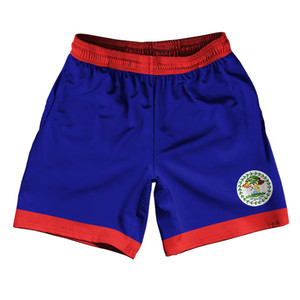 Belize Country Flag Athletic Running Fitness Exercise Shorts 7" Inseam Made In USA - Red Blue Belize Country Flag Athletic Running Fitness Exercise Shorts 7" Inseam Made In USA - Red Blue