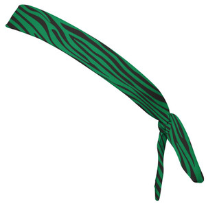 Zebra Kelly Green & Black Elastic Tie Running Fitness Skinny Headbands Made In USA - Green Black Zebra Kelly Green & Black Elastic Tie Running Fitness Skinny Headbands Made In USA - Green Black