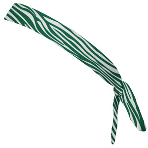 Zebra Hunter Green & White Elastic Tie Running Fitness Skinny Headbands Made In USA - Green White Zebra Hunter Green & White Elastic Tie Running Fitness Skinny Headbands Made In USA - Green White
