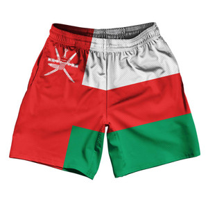 Oman Country Flag Athletic Running Fitness Exercise Shorts 7" Inseam Made In USA - White Red Green Oman Country Flag Athletic Running Fitness Exercise Shorts 7" Inseam Made In USA - White Red Green