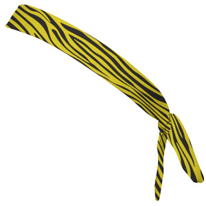 Zebra Yellow & Black Elastic Tie Running Fitness Skinny Headbands Made In USA - Yellow Black Zebra Yellow & Black Elastic Tie Running Fitness Skinny Headbands Made In USA - Yellow Black