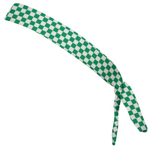 Checkerboard Kelly Green & White Elastic Tie Running Fitness Skinny Headbands Made In USA - Green White Checkerboard Kelly Green & White Elastic Tie Running Fitness Skinny Headbands Made In USA - Green White