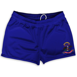 North Dakota State Flag Shorty Short Gym Shorts 2.5" Inseam Made in USA - Blue North Dakota State Flag Shorty Short Gym Shorts 2.5" Inseam Made in USA - Blue