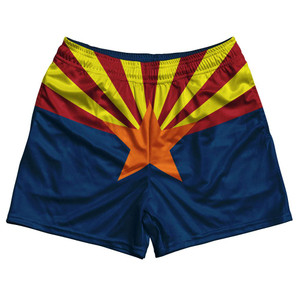Arizona State Flag Rugby Gym Short 5 Inch Inseam With Pockets Made In USA - Blue Yellow Arizona State Flag Rugby Gym Short 5 Inch Inseam With Pockets Made In USA - Blue Yellow