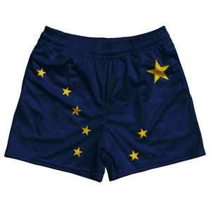 Alaska State Flag Rugby Gym Short 5 Inch Inseam With Pockets Made In USA - Navy Alaska State Flag Rugby Gym Short 5 Inch Inseam With Pockets Made In USA - Navy