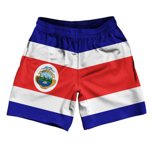 Costa Rica Country Flag Athletic Running Fitness Exercise Shorts 7" Inseam Made In USA - Red White Blue Costa Rica Country Flag Athletic Running Fitness Exercise Shorts 7" Inseam Made In USA - Red White Blue