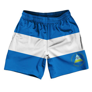 Nicaragua Country Flag Athletic Running Fitness Exercise Shorts 7" Inseam Made In USA - Blue White Nicaragua Country Flag Athletic Running Fitness Exercise Shorts 7" Inseam Made In USA - Blue White
