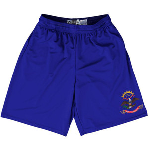 North Dakota State Flag 9" Inseam Lacrosse Shorts Made In USA - Blue North Dakota State Flag 9" Inseam Lacrosse Shorts Made In USA - Blue