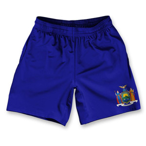 New York State Flag Athletic Running Fitness Exercise Shorts 7" Inseam Made in USA - Blue New York State Flag Athletic Running Fitness Exercise Shorts 7" Inseam Made in USA - Blue