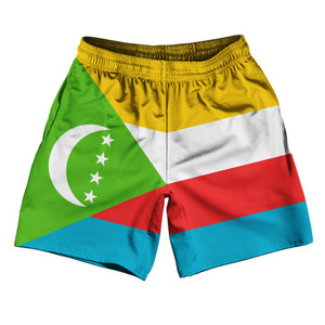 Comoros Country Flag Athletic Running Fitness Exercise Shorts 7" Inseam Made In USA - Green Yellow Comoros Country Flag Athletic Running Fitness Exercise Shorts 7" Inseam Made In USA - Green Yellow