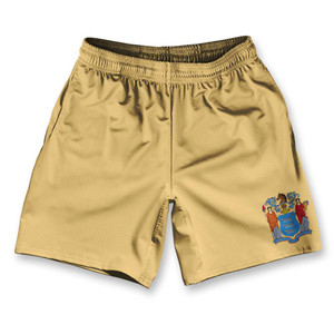 New Jersey State Flag Athletic Running Fitness Exercise Shorts 7" Inseam Made in USA - Creme New Jersey State Flag Athletic Running Fitness Exercise Shorts 7" Inseam Made in USA - Creme