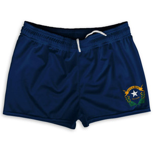 Nevada State Flag Shorty Short Gym Shorts 2.5" Inseam Made in USA-Blue Nevada State Flag Shorty Short Gym Shorts 2.5" Inseam Made in USA-Blue
