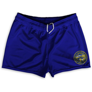 Nebraska State Flag Shorty Short Gym Shorts 2.5" Inseam Made in USA - Blue Nebraska State Flag Shorty Short Gym Shorts 2.5" Inseam Made in USA - Blue