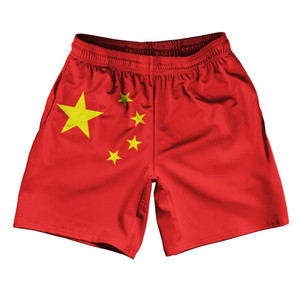 China Country Flag Athletic Running Fitness Exercise Shorts 7" Inseam Made In USA - Red China Country Flag Athletic Running Fitness Exercise Shorts 7" Inseam Made In USA - Red