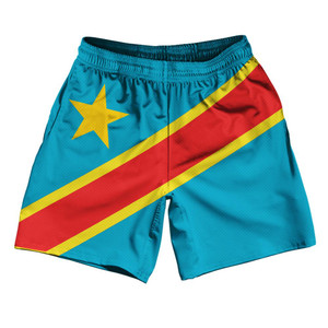 Dr Congo Country Flag Athletic Running Fitness Exercise Shorts 7" Inseam Made In USA - Blue Yellow Dr Congo Country Flag Athletic Running Fitness Exercise Shorts 7" Inseam Made In USA - Blue Yellow