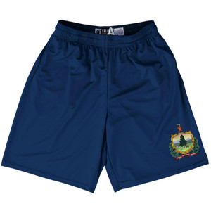Vermont State Flag 9" Inseam Lacrosse Shorts Made In USA - Navy Vermont State Flag 9" Inseam Lacrosse Shorts Made In USA - Navy