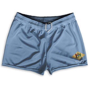 Delaware State Flag Shorty Short Gym Shorts 2.5" Inseam Made in USA - Blue Delaware State Flag Shorty Short Gym Shorts 2.5" Inseam Made in USA - Blue
