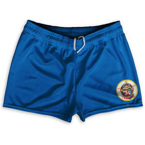 Minnesota State Flag Shorty Short Gym Shorts 2.5" Inseam Made in USA - Blue Minnesota State Flag Shorty Short Gym Shorts 2.5" Inseam Made in USA - Blue