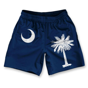South Carolina State Flag Athletic Running Fitness Exercise Shorts 7" Inseam Made in USA - Blue South Carolina State Flag Athletic Running Fitness Exercise Shorts 7" Inseam Made in USA - Blue