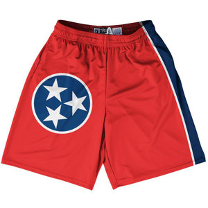 Tennessee State Flag 9" Inseam Lacrosse Shorts Made In USA - Red Blue Tennessee State Flag 9" Inseam Lacrosse Shorts Made In USA - Red Blue