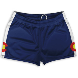 Colorado State Flag Shorty Short Gym Shorts 2.5" Inseam Made in USA - Blue White Colorado State Flag Shorty Short Gym Shorts 2.5" Inseam Made in USA - Blue White