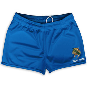 Oklahoma State Flag Shorty Short Gym Shorts 2.5" Inseam Made in USA - Blue Oklahoma State Flag Shorty Short Gym Shorts 2.5" Inseam Made in USA - Blue