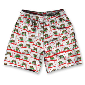 California State Athletic Running Fitness Exercise Shorts 7" Inseam Made in USA - White Red California State Athletic Running Fitness Exercise Shorts 7" Inseam Made in USA - White Red