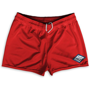 Arkansas State Flag Shorty Short Gym Shorts 2.5" Inseam Made in USA - Red Arkansas State Flag Shorty Short Gym Shorts 2.5" Inseam Made in USA - Red
