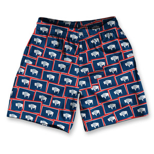Wyoming State Athletic Running Fitness Exercise Shorts 7" Inseam Made in USA - Blue White Red Wyoming State Athletic Running Fitness Exercise Shorts 7" Inseam Made in USA - Blue White Red