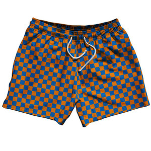 Royal & Orange Checkerboard 5" Swim Shorts Made in USA - Royal & Orange Royal & Orange Checkerboard 5" Swim Shorts Made in USA - Royal & Orange