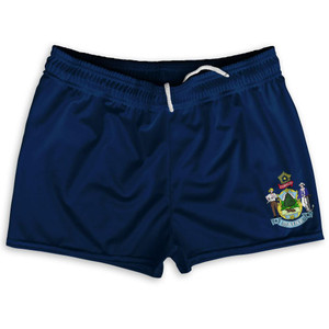 Maine State Flag Shorty Short Gym Shorts 2.5" Inseam Made in USA - Blue Maine State Flag Shorty Short Gym Shorts 2.5" Inseam Made in USA - Blue