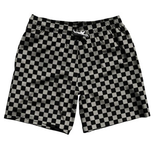 Cool Grey Checkerboard Swim Shorts 7.5" Made in USA - Cool Grey Cool Grey Checkerboard Swim Shorts 7.5" Made in USA - Cool Grey