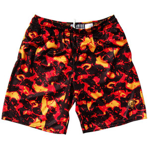 Hawaii Volcano Lava Lacrosse Shorts Made In USA - Red