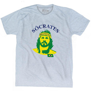 Socrates Brazil Adult Tri-Blend Soccer Legend T-shirt - Athletic White