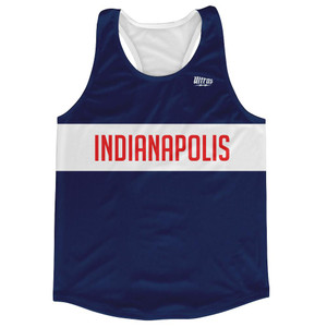 Indianapolis City Finish Line Running Tank Top Racerback Track and Cross Country Singlet Jersey Made In USA - Blue Indianapolis City Finish Line Running Tank Top Racerback Track and Cross Country Singlet Jersey Made In USA - Blue