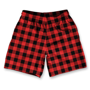 Lumber Jack Red Black Athletic Running Fitness Exercise Shorts 7" Inseam Made in USA - Red Black Lumber Jack Red Black Athletic Running Fitness Exercise Shorts 7" Inseam Made in USA - Red Black