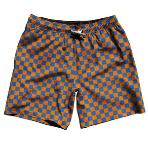 Royal & Black Checkerboard Swim Shorts 7.5" Made in USA - Royal & Black Royal & Black Checkerboard Swim Shorts 7.5" Made in USA - Royal & Black