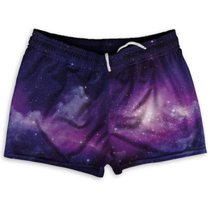 Galaxy Purple Shorty Short Gym Shorts 2.5"Inseam Made in USA - Purple Galaxy Purple Shorty Short Gym Shorts 2.5"Inseam Made in USA - Purple