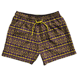 Ultras Chevron 5" Inseam Swim Shorts Made in USA - Purple and Yellow Ultras Chevron 5" Inseam Swim Shorts Made in USA - Purple and Yellow