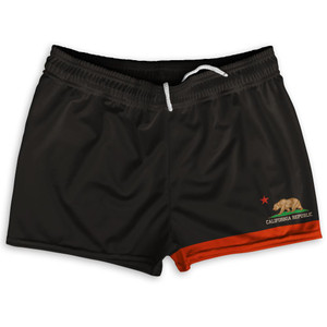 California Flag Shorty Short Gym Shorts 2.5"Inseam Made in USA-Black California Flag Shorty Short Gym Shorts 2.5"Inseam Made in USA-Black