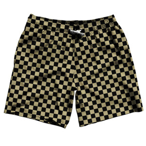 Vegas Gold & Black Checkerboard Swim Shorts 7.5" Made in USA - Vegas Gold & Black Vegas Gold & Black Checkerboard Swim Shorts 7.5" Made in USA - Vegas Gold & Black