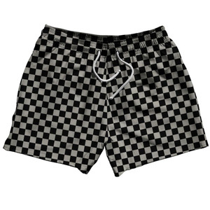 Grey Medium Checkerboard 5" Swim Shorts Made in USA - Grey Medium Grey Medium Checkerboard 5" Swim Shorts Made in USA - Grey Medium