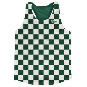 Forest Green & White Checkerboard Running Tank Top Racerback Track and Cross Country Singlet Jersey Made In USA - Forest Green & White Forest Green & White Checkerboard Running Tank Top Racerback Track and Cross Country Singlet Jersey Made In USA - Forest Green & White