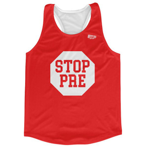 Stop Pre Running Track & Field Running Cross Country Tank Racerback Top Made In USA - Red Singlet Stop Pre Running Track & Field Running Cross Country Tank Racerback Top Made In USA - Red Singlet