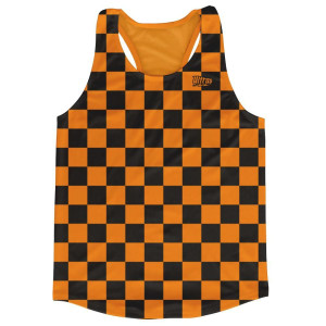 Orange & Black Checkerboard Running Tank Top Racerback Track and Cross Country Singlet Jersey Made In USA - Orange & Black Orange & Black Checkerboard Running Tank Top Racerback Track and Cross Country Singlet Jersey Made In USA - Orange & Black